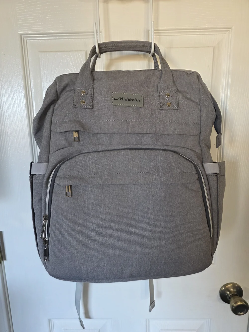 Gray Baby Diaper Backpack - Practical Hands-Free Baby Bag